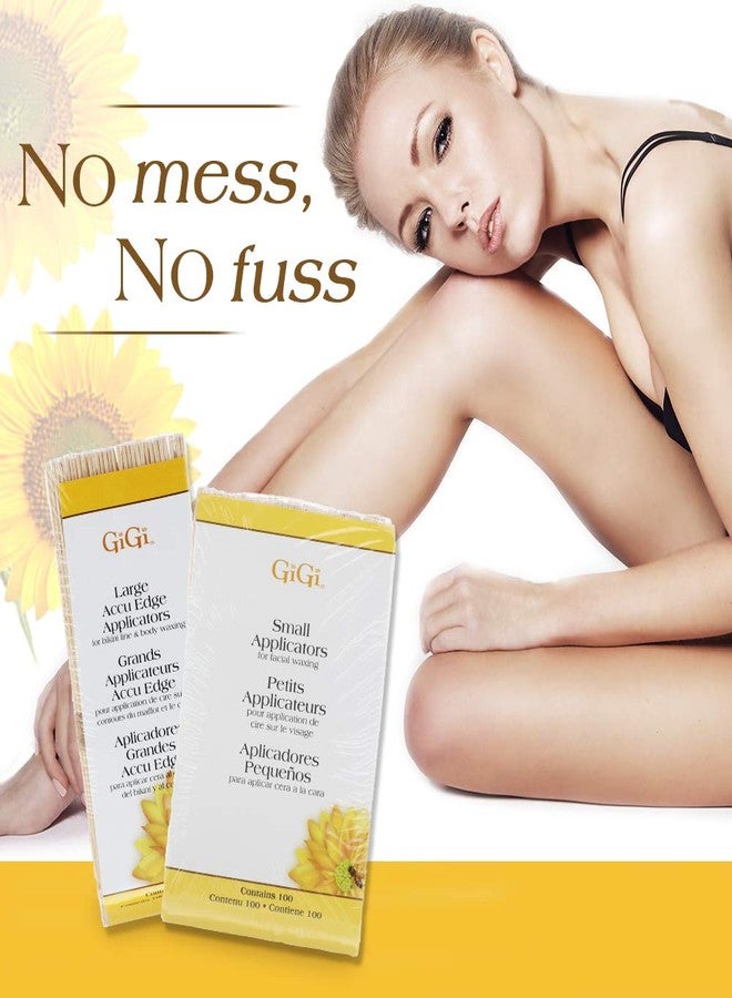 GiGi Wax Sticks for Hair Removal - Small & Large Accu Edge Wax Applicator Sticks, Wooden Waxing Stick for Eyebrows and Body, 100 ct, Pack of 2 - Image 3
